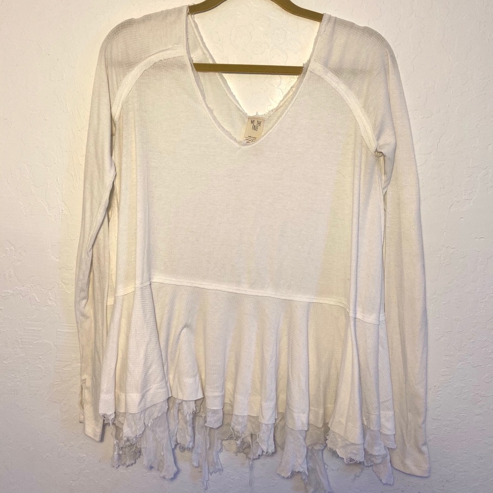 Free People Ruffled Distressed Long Sleeve